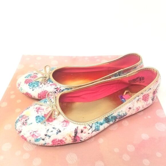 LIV AND MADDIE FLORAL FLATS WITH BOW - Picture 1 of 8